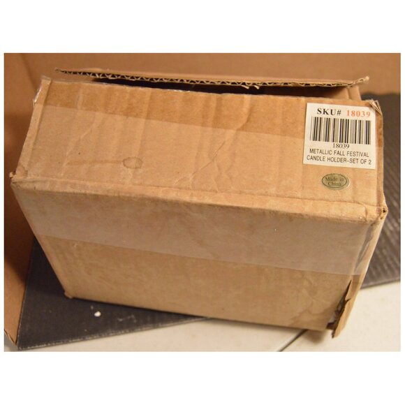 Home & Garden Party Metallic Fall Festival Tea Light Candle Holders Set of 2 NIB - Picture 5 of 6